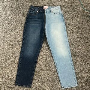 Revice 2 toned denim jeans w/ zipper between the legs